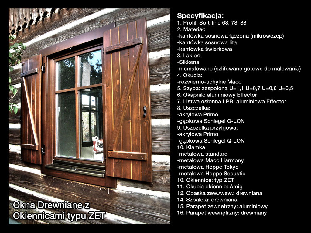 specyfikacja okna z okiennicami ZET